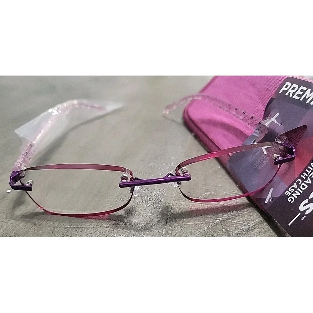 Foster Grant SIMPLY SPECS Daniella Purple PRP 1.25 Rimless Glasses READERS New